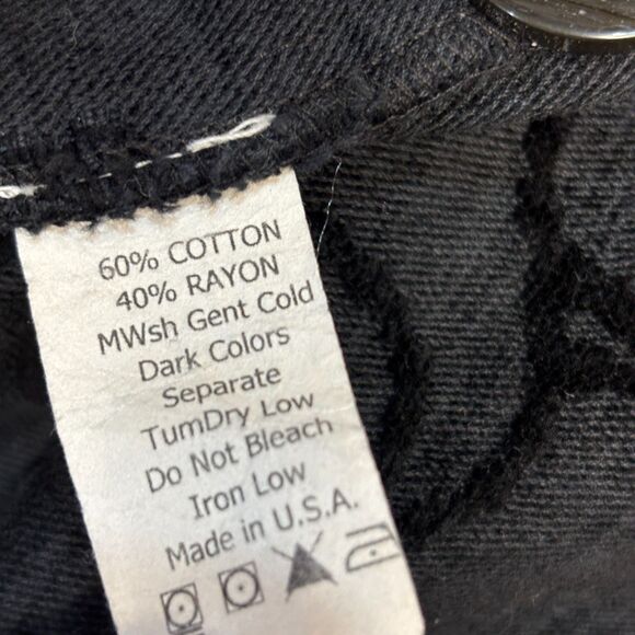 Vintage CMC Tapestry Black Floral Embroidered Coat Jacket Small Artsy C067 -14 - Picture 9 of 16